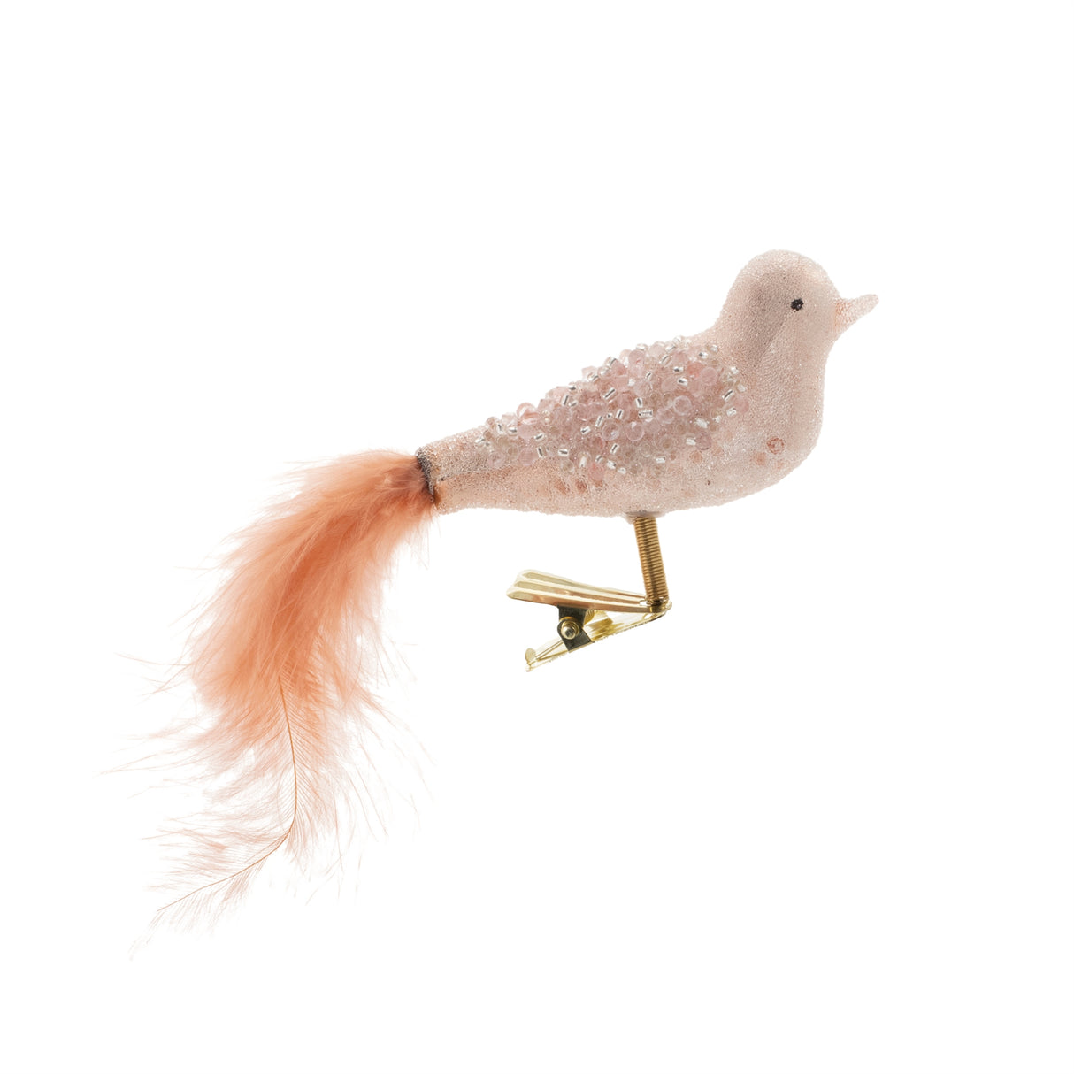 Beaded glass bird clip ornament (set of 12)
