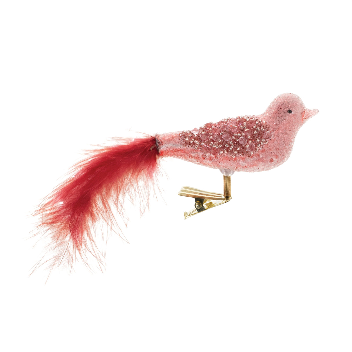 Beaded glass bird clip ornament (set of 12)