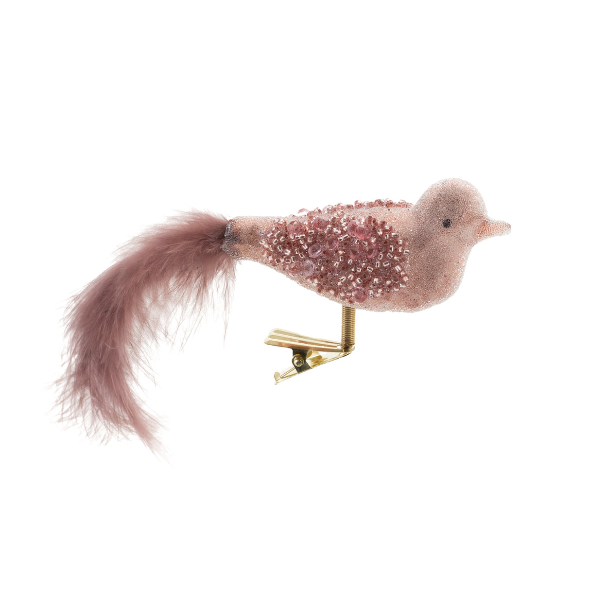 Beaded glass bird clip ornament (set of 12)