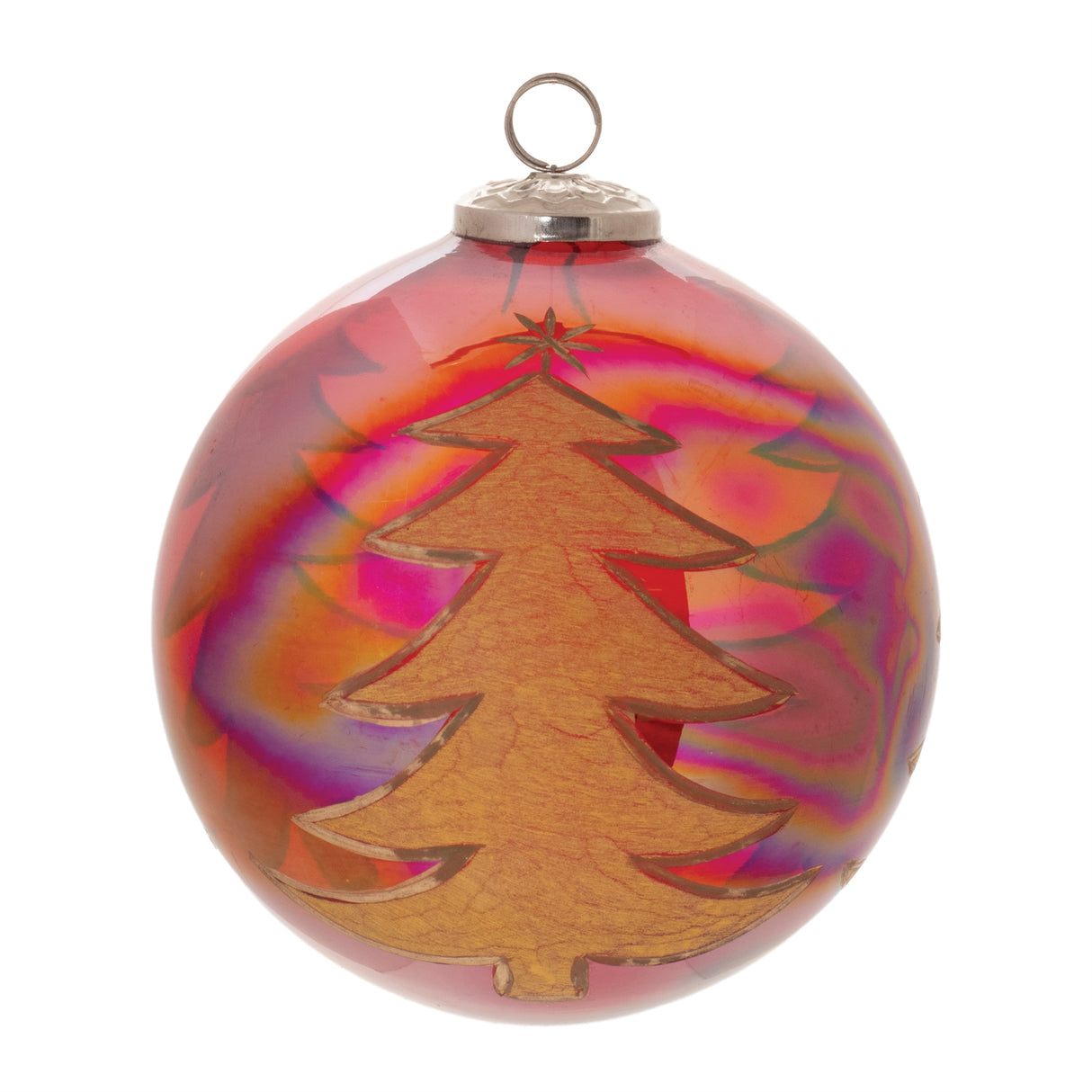 Tree-etched-ball-ornament-(set-of-4)-Christmas-Ornaments