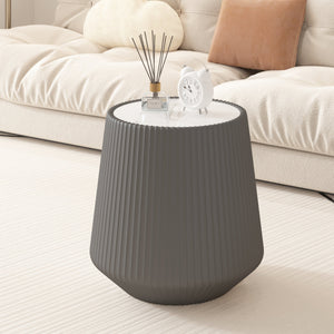 Light Sintered Stone Top Cup Shape Leather Coffee Table