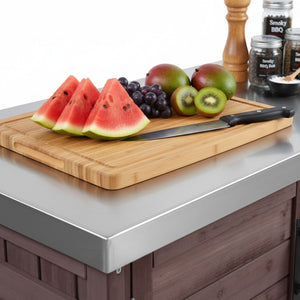 K&K 78.3' Outdoor Kitchen Island with Foldable Grill Table