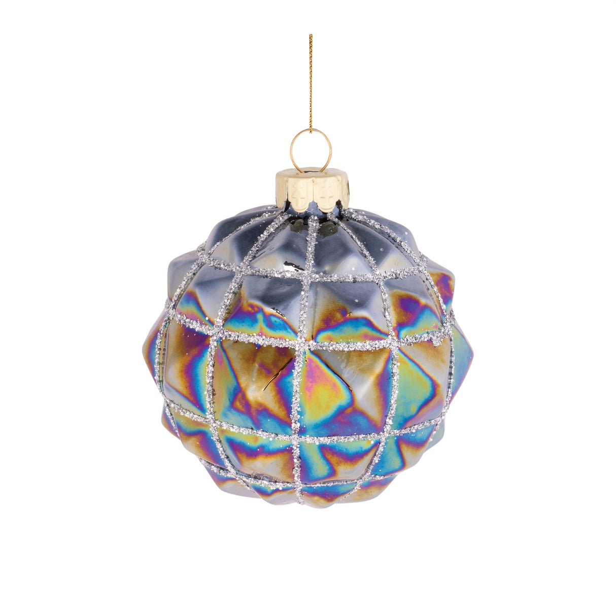 Iridescent textured glass ornament (set of 6)