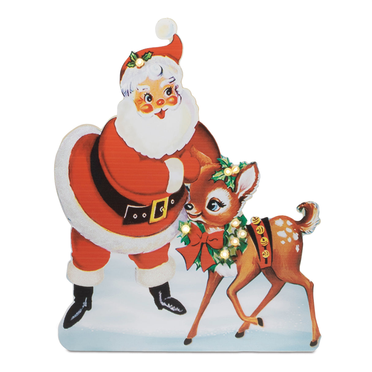 Nostalgic santa with deer led display 24"h