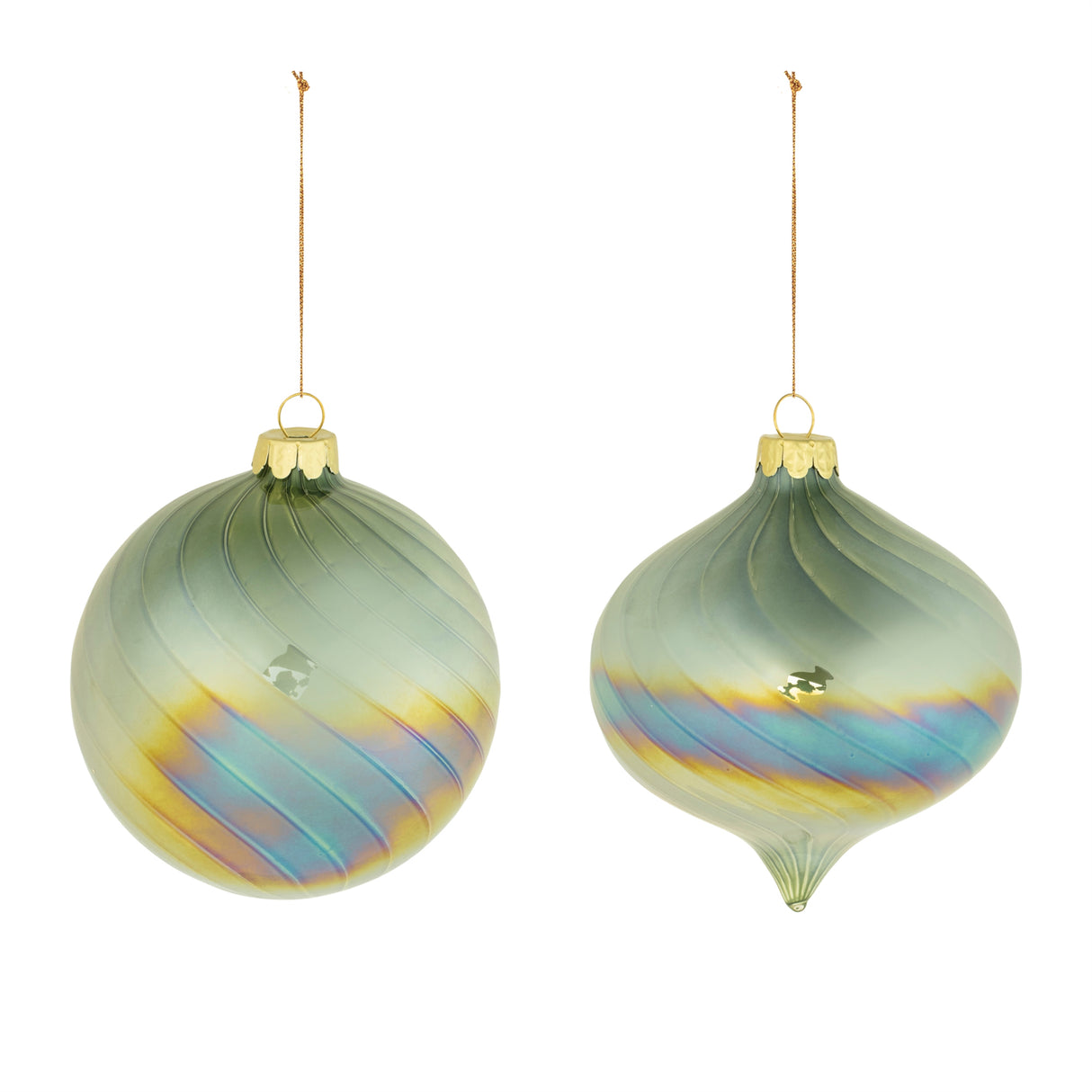Iridescent swirled glass ornament (set of 6)
