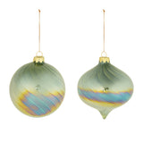 Iridescent swirled glass ornament (set of 6)