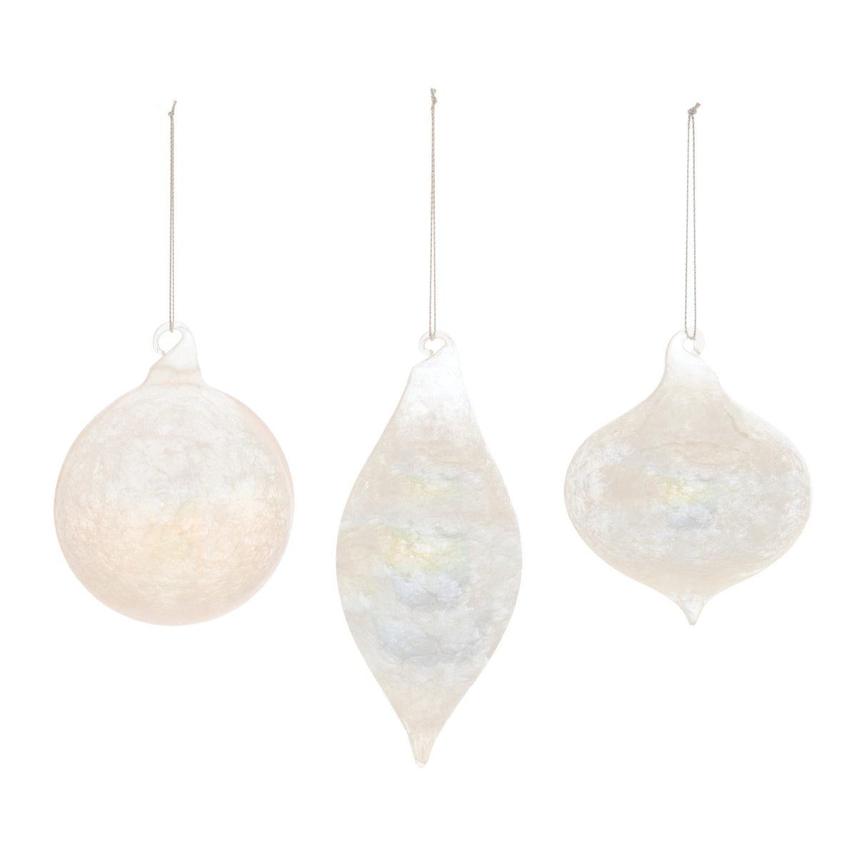 Iridescent cloudy glass ornament (set of 6)