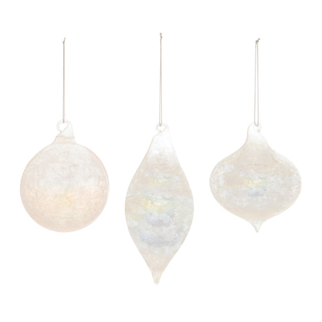 Iridescent cloudy glass ornament (set of 6)
