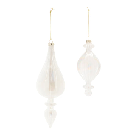 Iridescent glass finial ornament (set of 12)