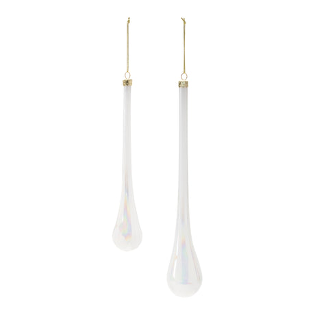 Iridescent glass drop ornament (set of 12)
