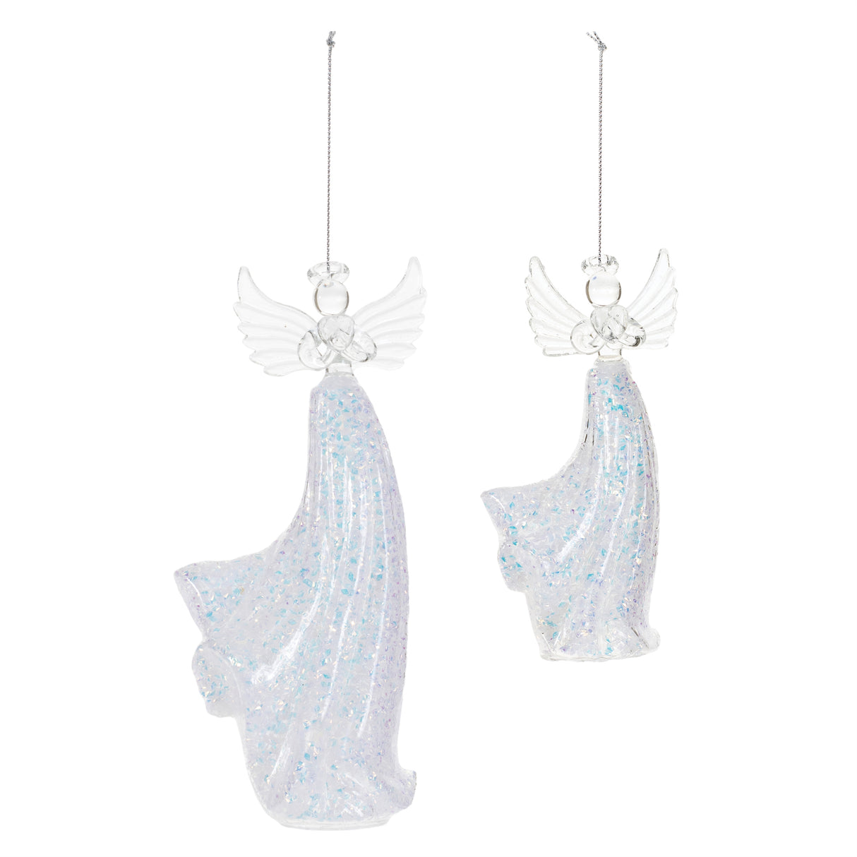 Iridescent glass angel ornament (set of 12)