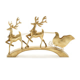 Hammered metal deer with sleigh 40.5"l
