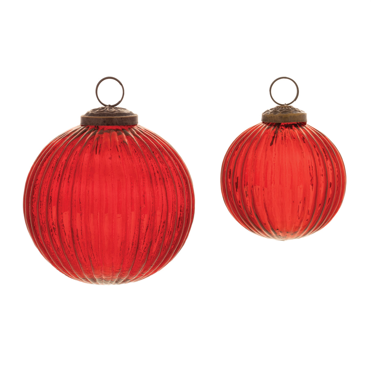 Ribbed glass ball ornament (set of 12)