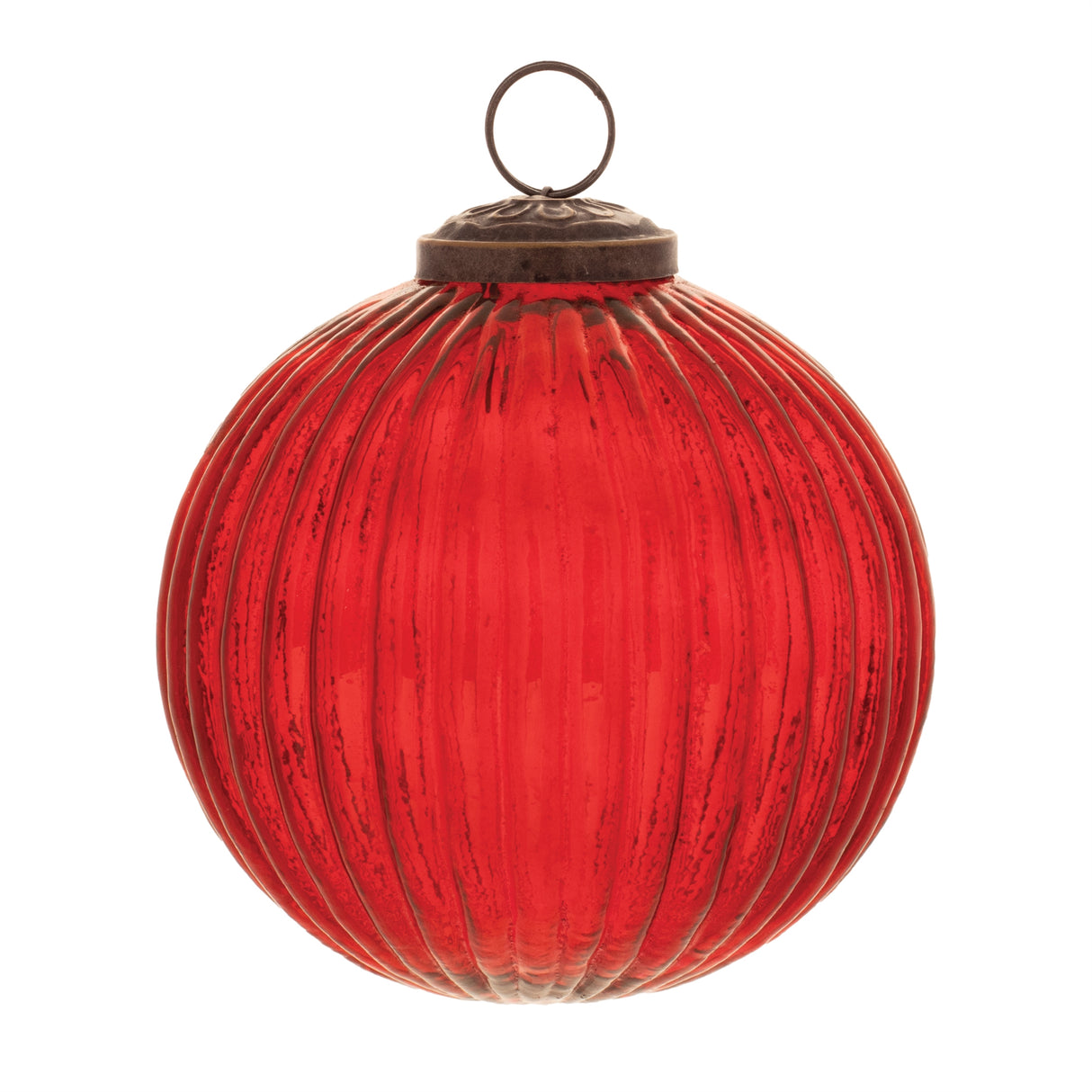 Ribbed glass ball ornament (set of 12)