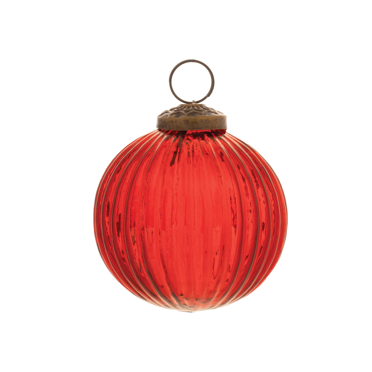 Ribbed glass ball ornament (set of 12)