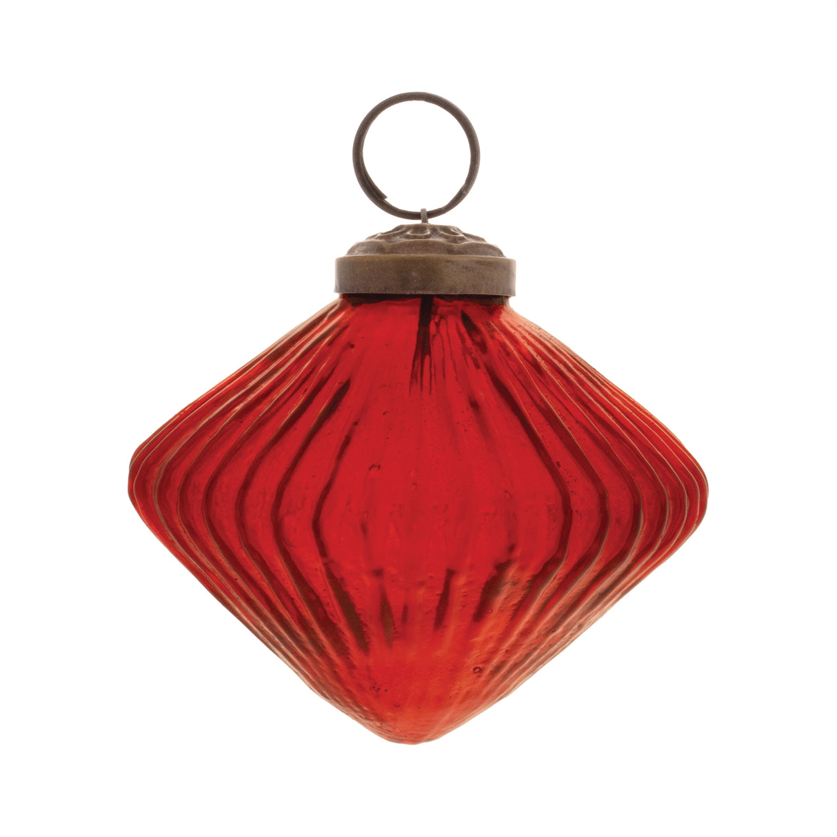 Ribbed glass diamond ornament (set of 12)