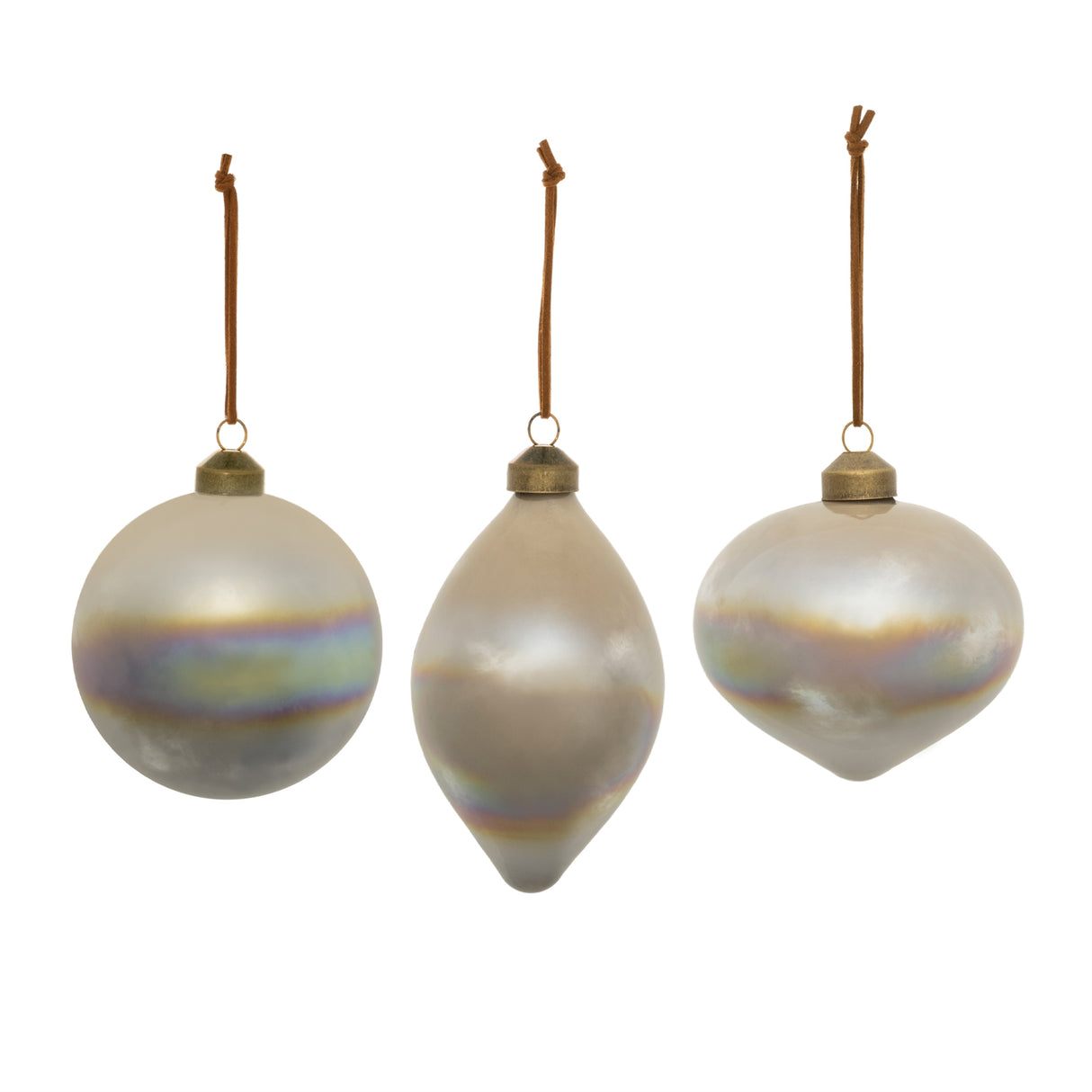 Cloudy iridescent glass ornament (set of 6)