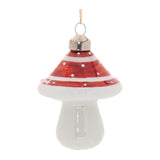 Glittered glass mushroom ornament (set of 6)