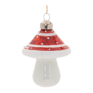 Glittered Glass Mushroom Ornament (Set of 6)