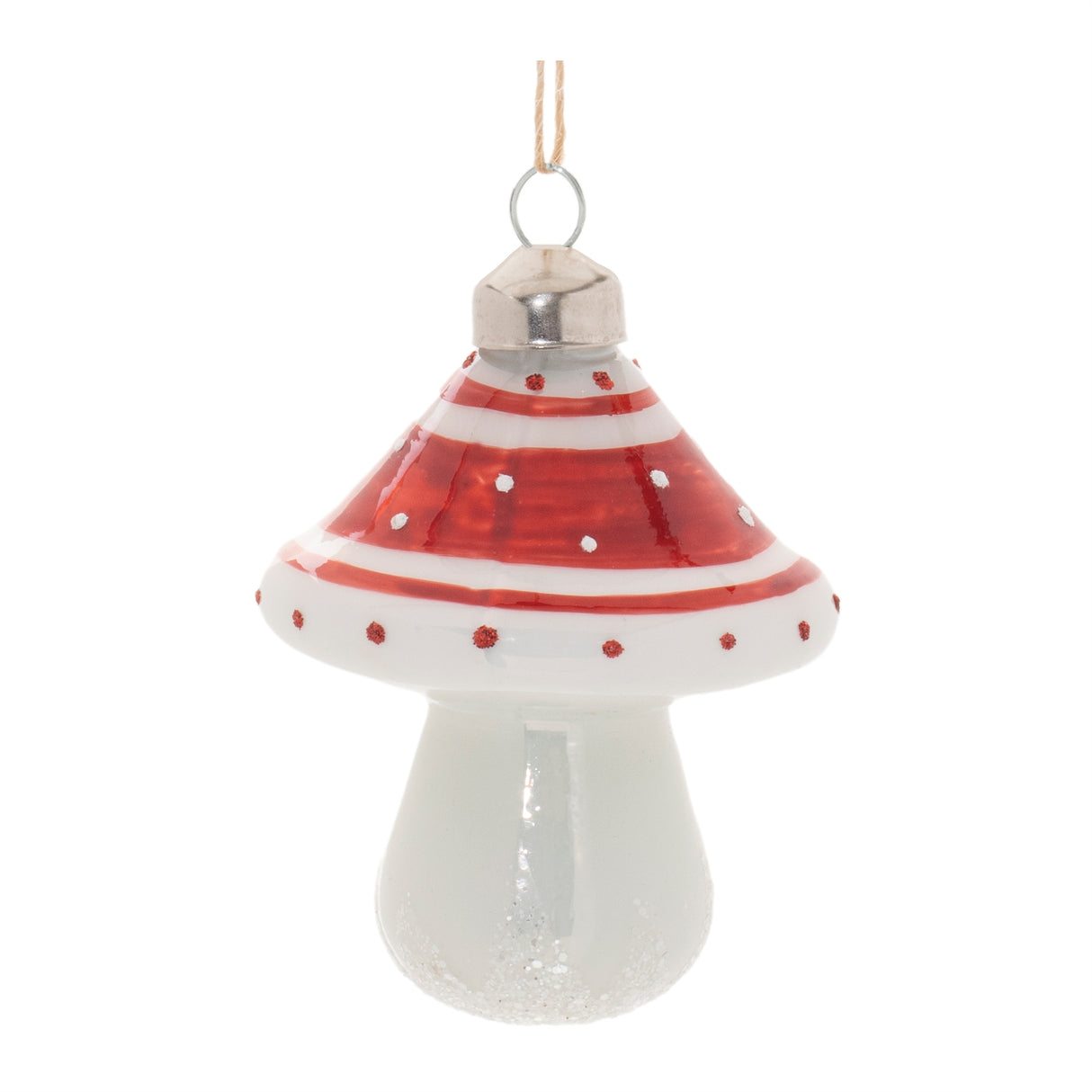 Glittered glass mushroom ornament (set of 6)