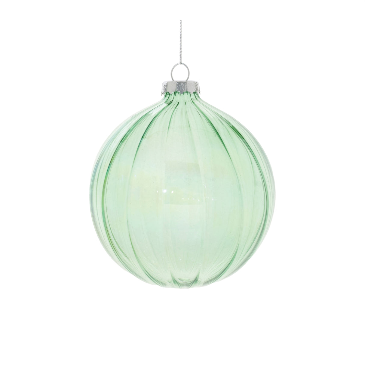 Iridescent ribbed glass ornament (set of 6)