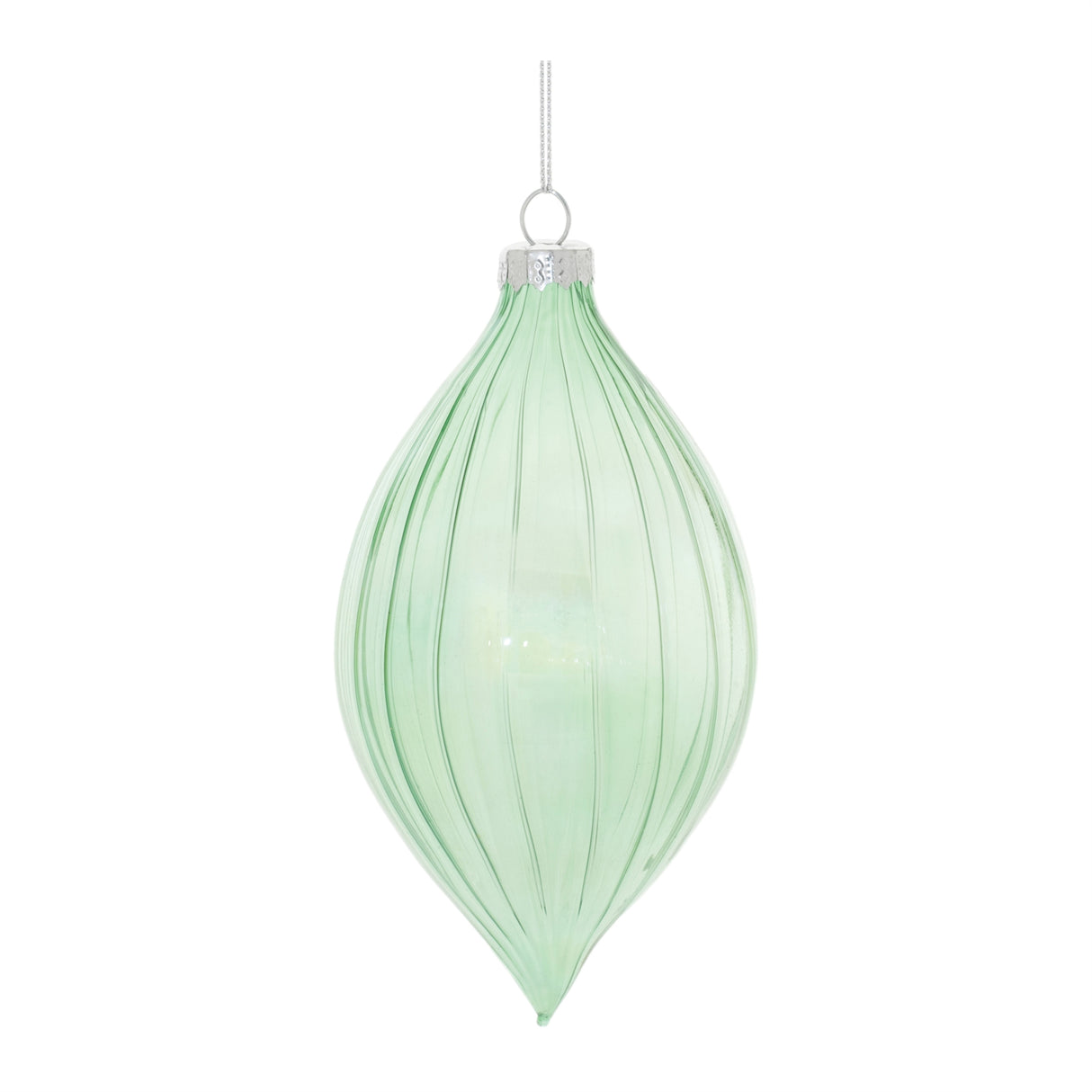 Iridescent ribbed glass ornament (set of 6)