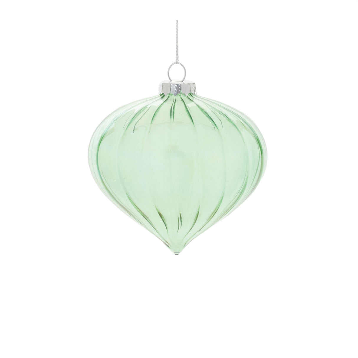 Iridescent ribbed glass ornament (set of 6)