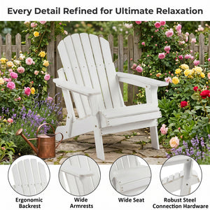 Oversize Wooden Outdoor Folding Adirondack Chair