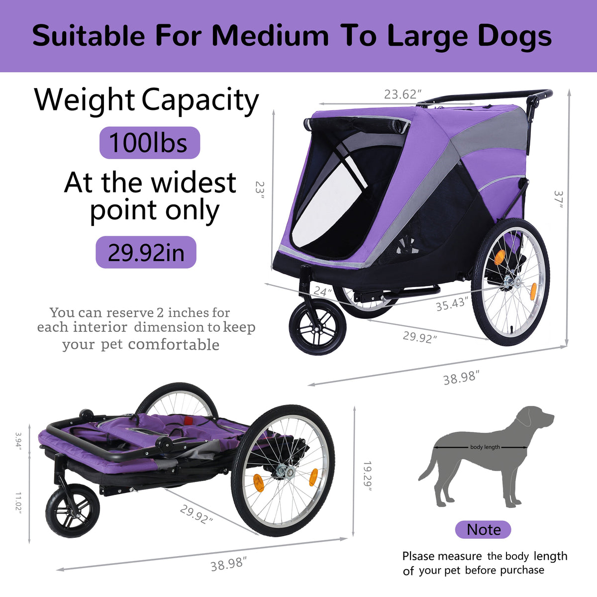 2-in-1 Bike Trailer & Push Cart for Pets