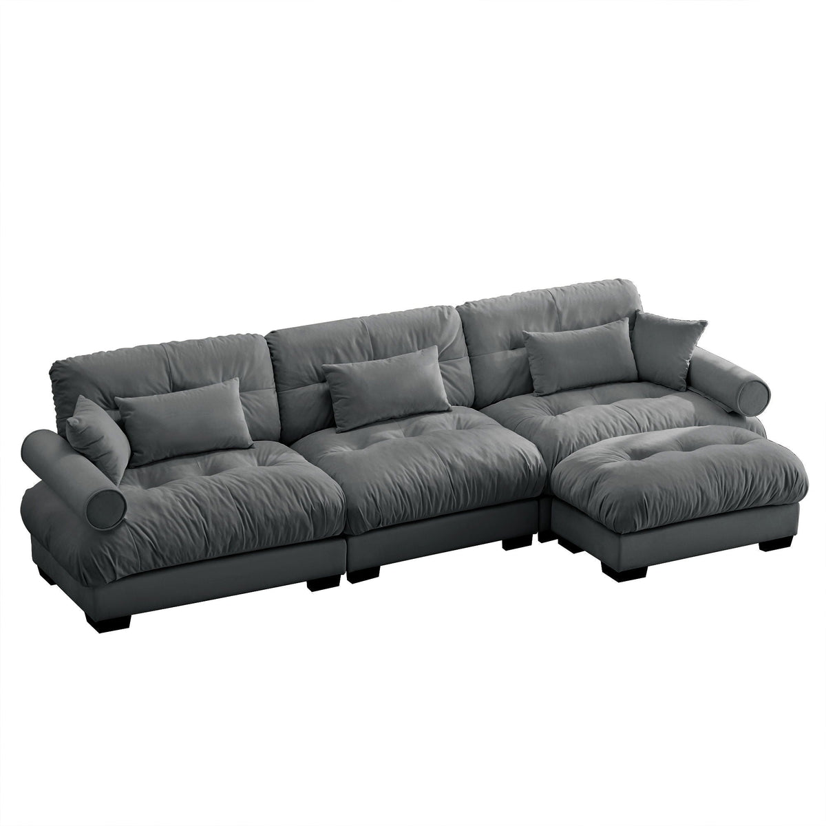 Oversized Modular Sectional Sofa with Movable Ottoman - Fabric, Multiple Colors