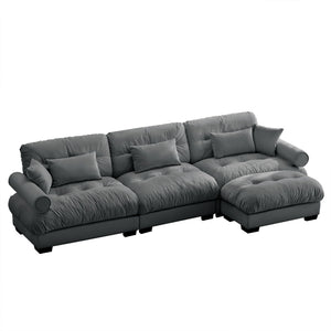 Oversized Modular Sectional Sofa with Movable Ottoman - Fabric, Multiple Colors