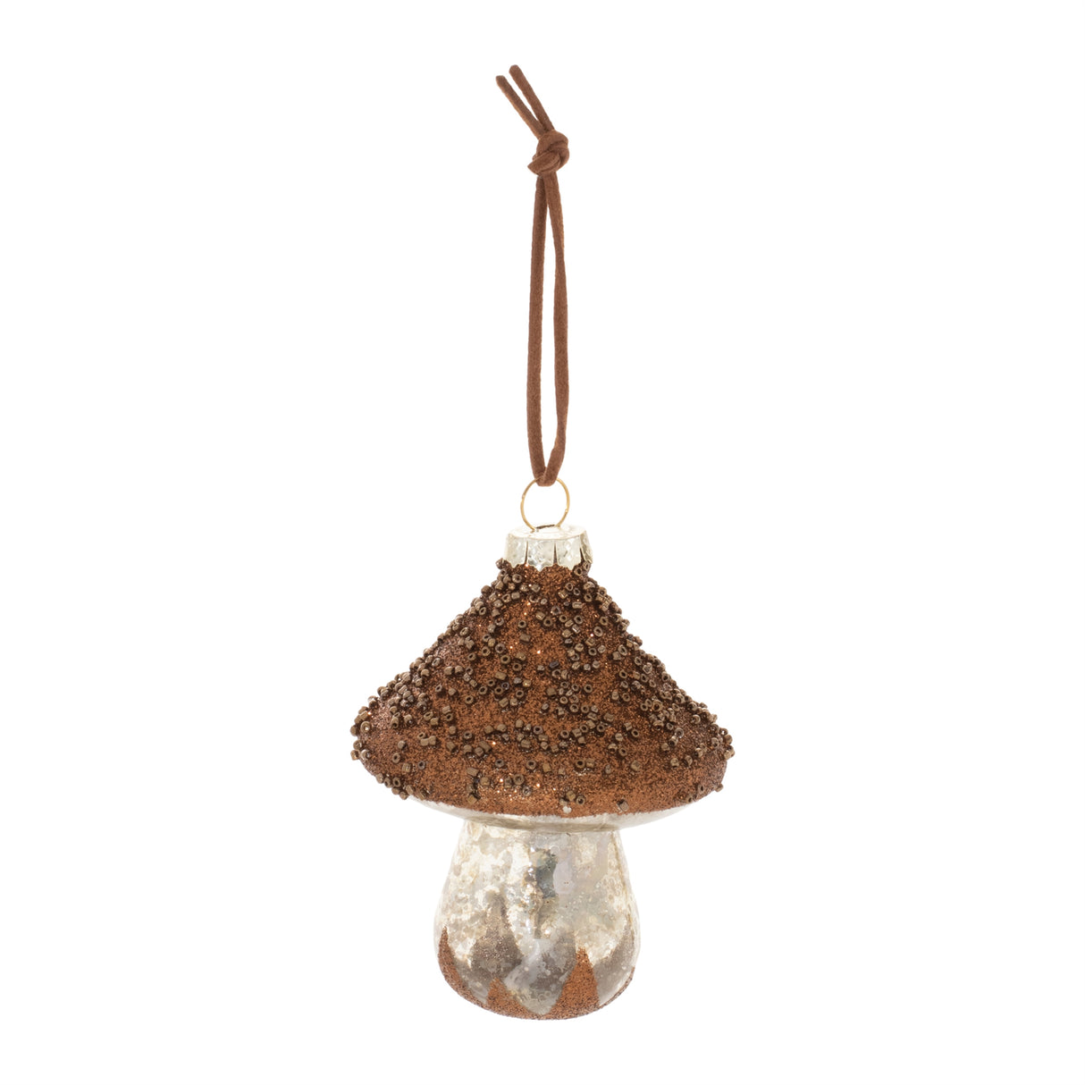 Beaded glass mushroom ornament (set of 6)