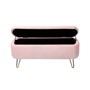 Storage Ottoman Bench For End Of Bed Legs, Modern Camel Faux Fur Entryway Bench Upholstered Padded With Storage For Living Room Bedroom