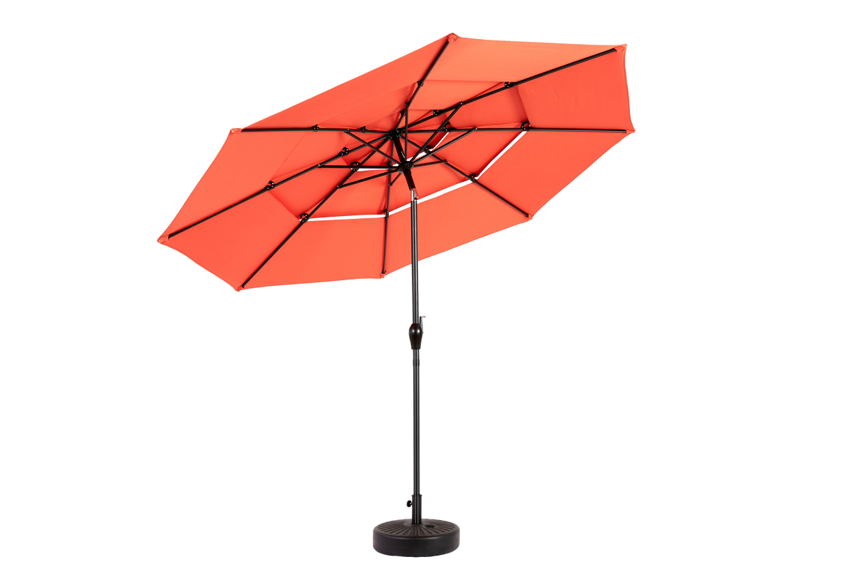 Aluminium 10ft 3-Tier Auto-Tilt Outdoor Patio Umbrella - Orange
