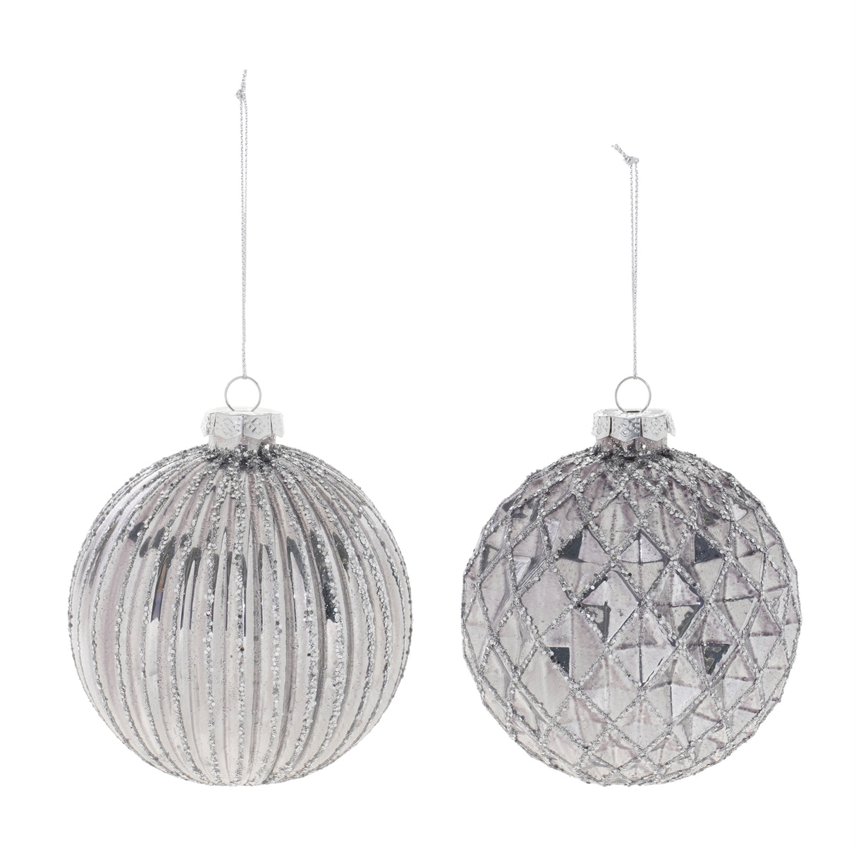 Glittered glass ball ornament (set of 6)