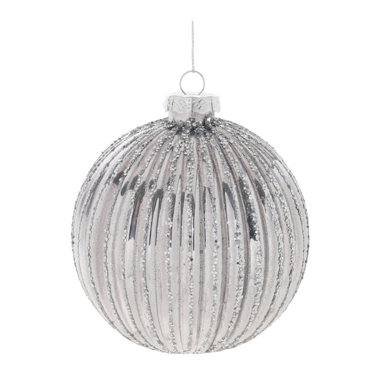 Glittered glass ball ornament (set of 6)