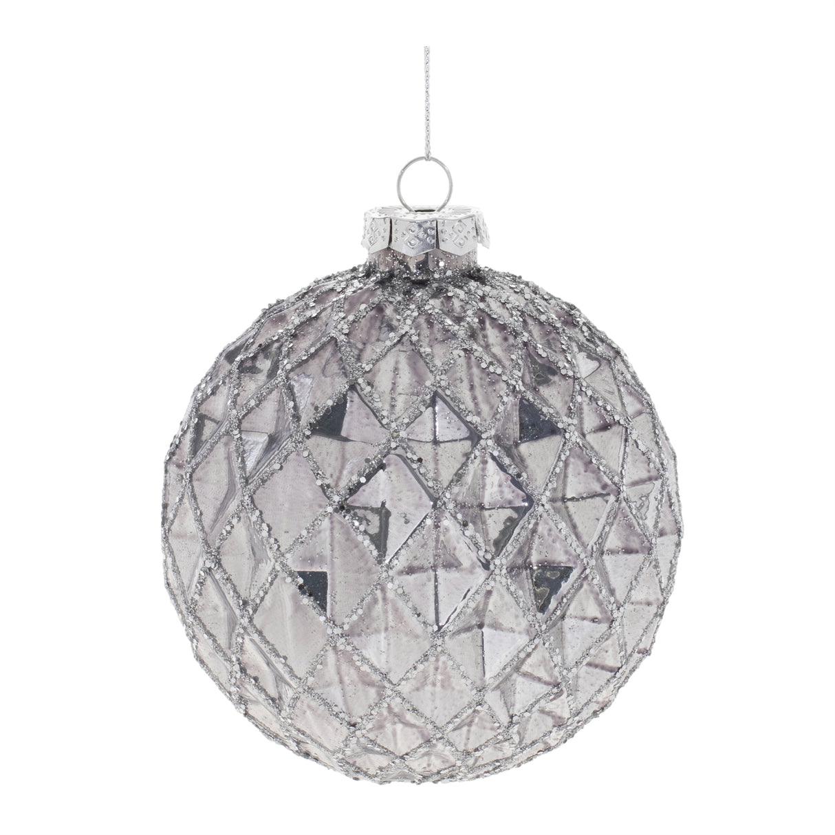 Glittered glass ball ornament (set of 6)