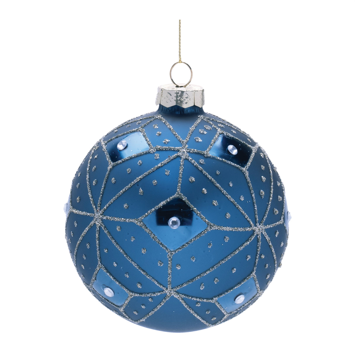 Geometric glittered glass ball ornament (set of 6)