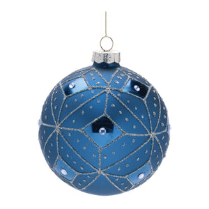 Geometric Glittered Glass Ball Ornament (Set of 6)