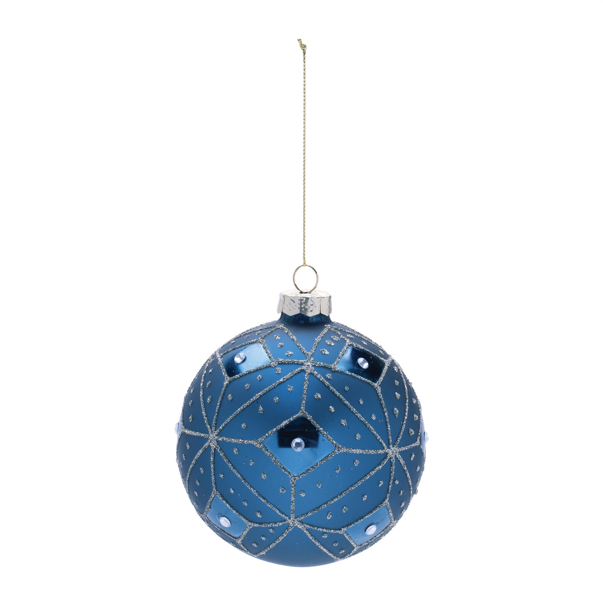 Geometric glittered glass ball ornament (set of 6)