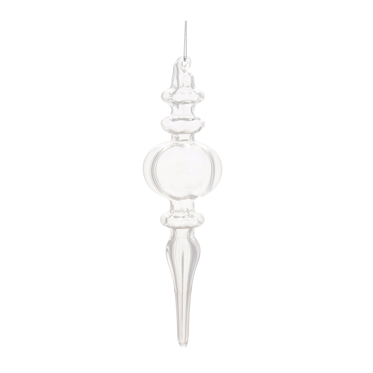 Clear glass finial ornament (set of 12)