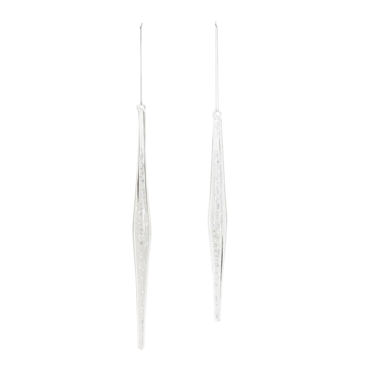 Clear glass icicle drop ornament (set of 12)
