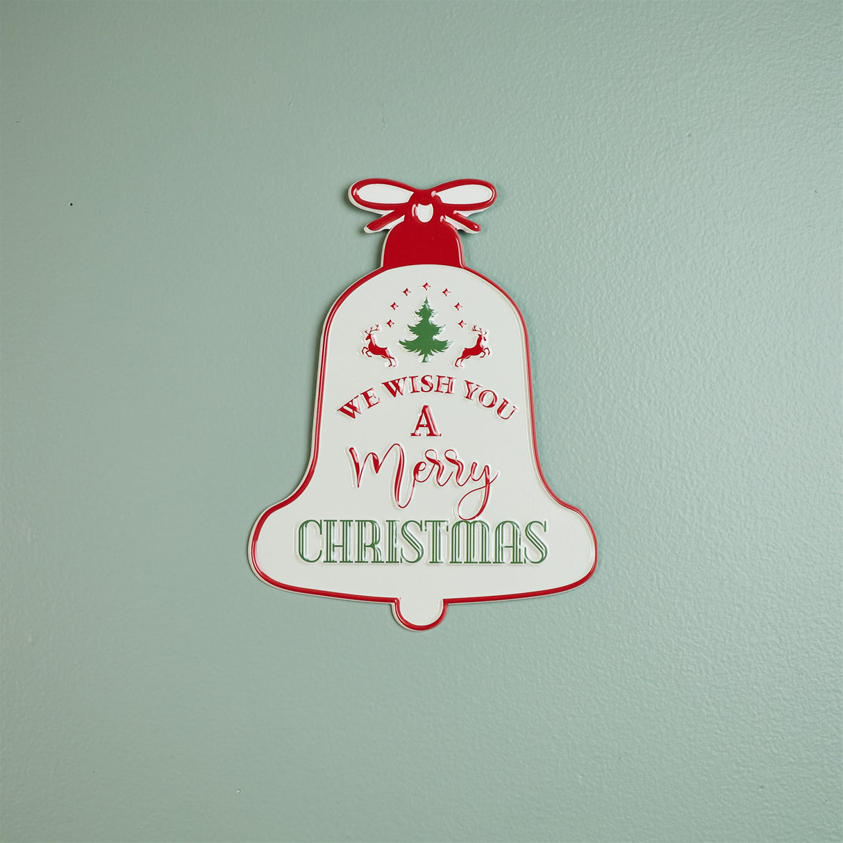 Metal merry christmas bell sign 9.75"h