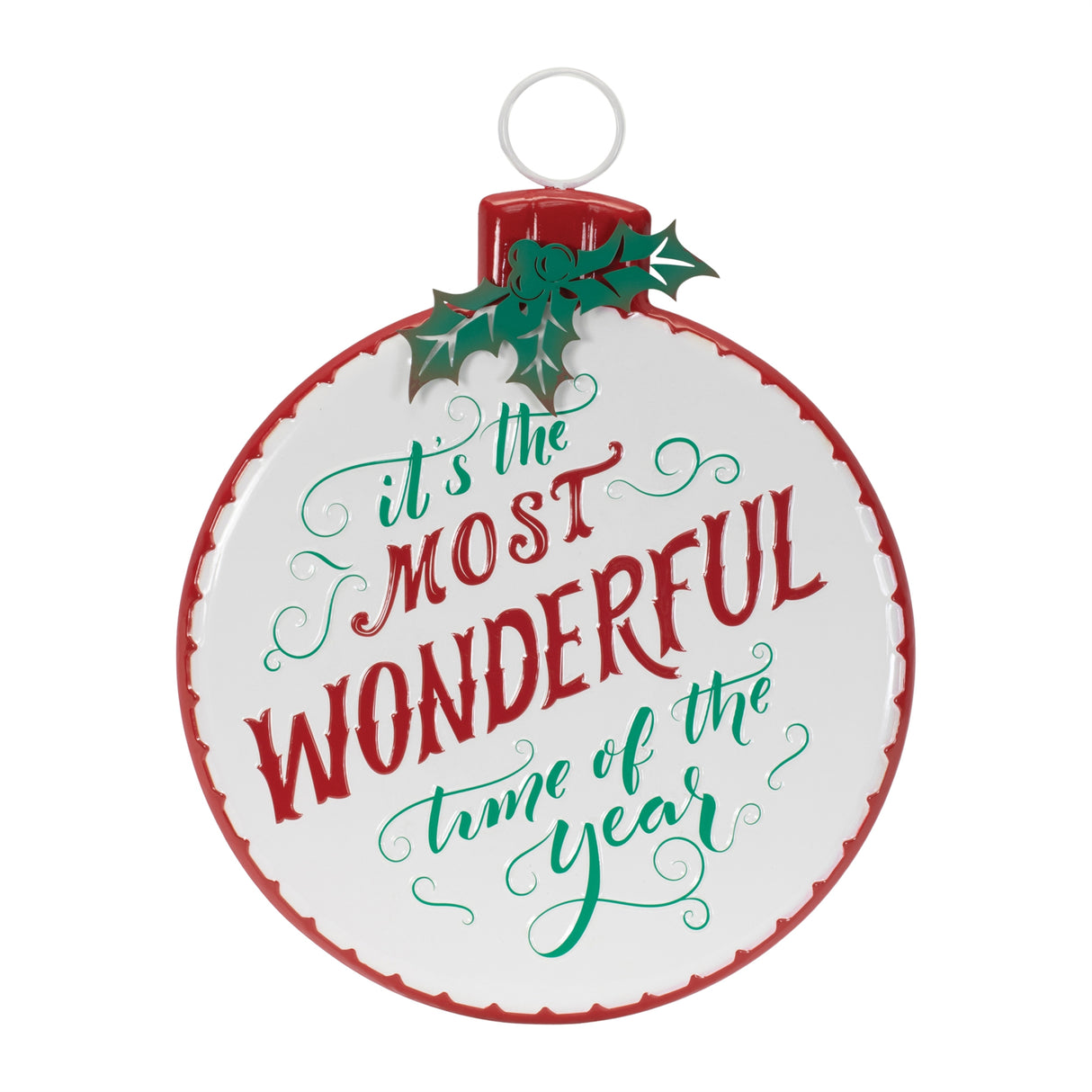 Metal holiday sentiment ornament sign 16"h