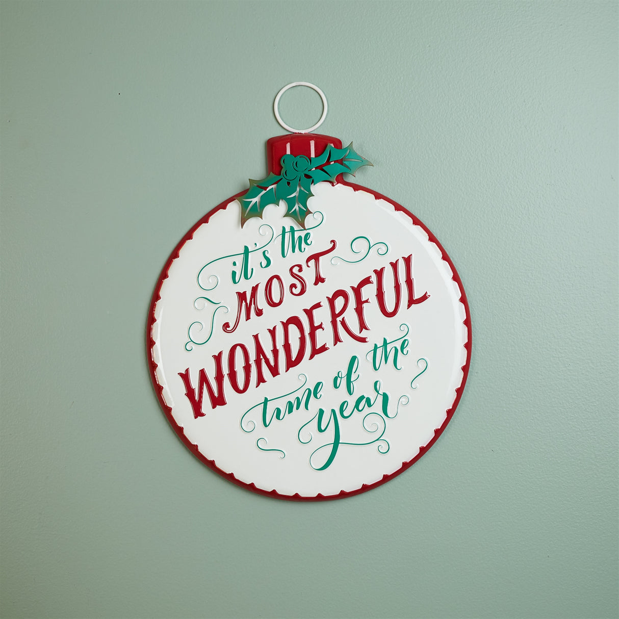 Metal holiday sentiment ornament sign 16"h
