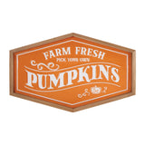 Framed metal farm fresh pumpkins sign 19.5"l
