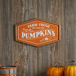 Framed Metal Farm Fresh Pumpkins Sign 19.5"L