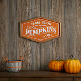 Framed metal farm fresh pumpkins sign 19.5"l