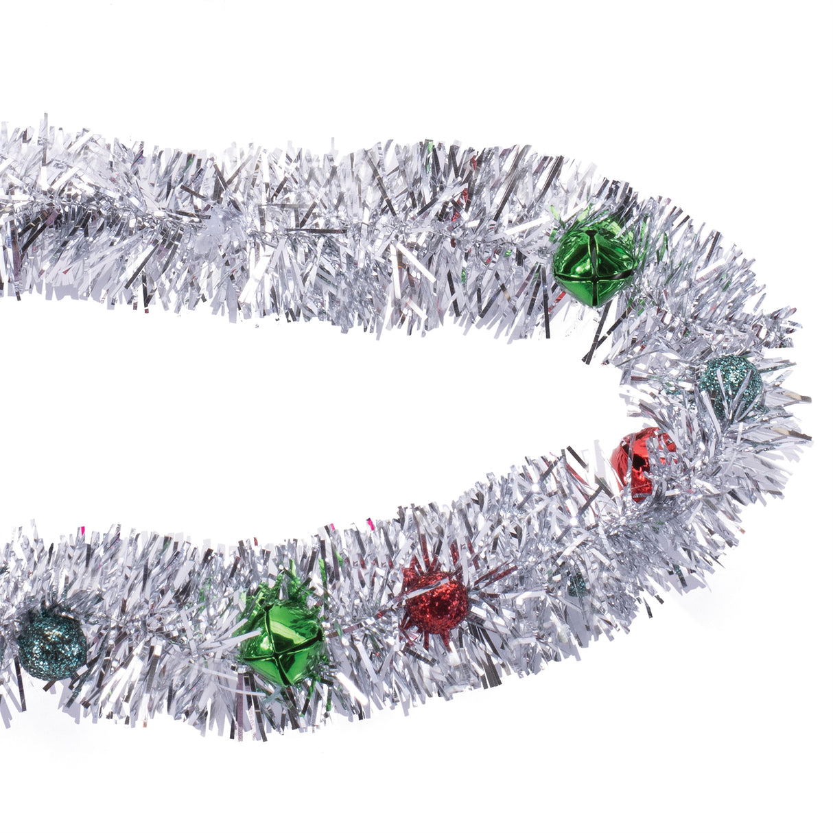 Tinsel sleigh bell ornament garland (set of 6)
