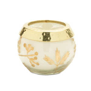 Frosted-Juniper-Scented-Soy-Candle-with-Pressed-Leaf-Lid-(Set-of-3)-Candles